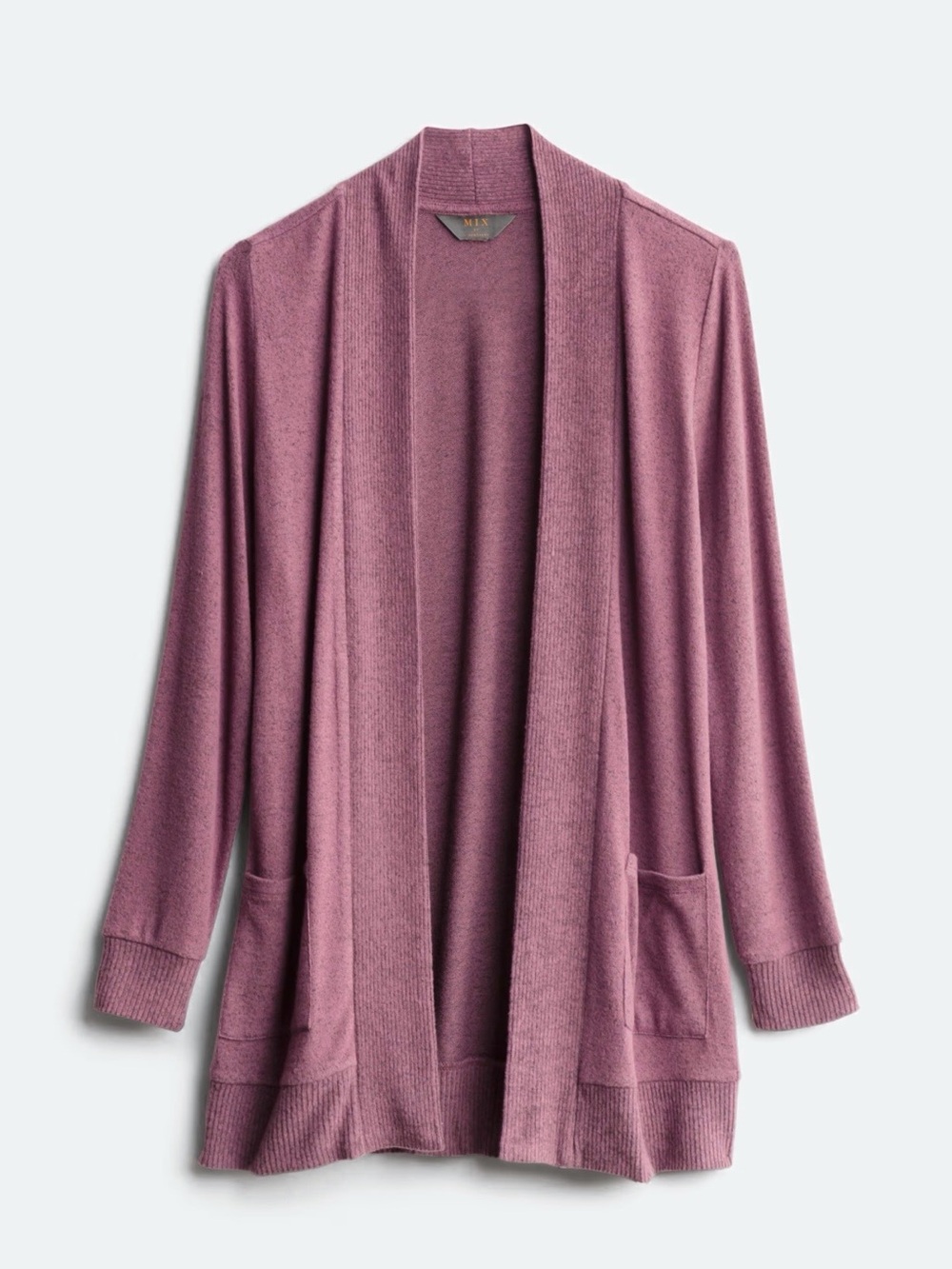 Market & Spruce Heather Brushed Knit Two Pocket Cardigan Mauve XL